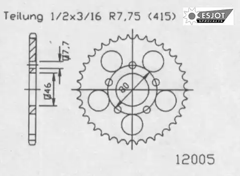 Actieprijs ESJOT - REAR STEEL 46T, 415 - Sprockets - Duurzaam en Betrouwbaar